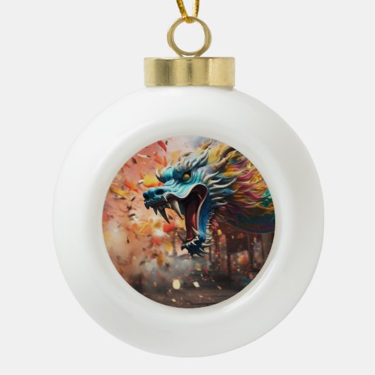 Chinees drakensymbool 2024 keramische bal ornament (Voorkant)