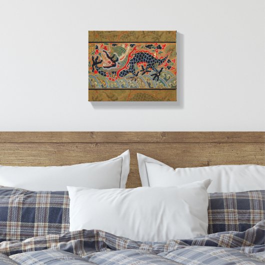 Chinees drakensymbool Antiek Aziatisch Canvas Afdruk (Insitu (Slaapkamer))