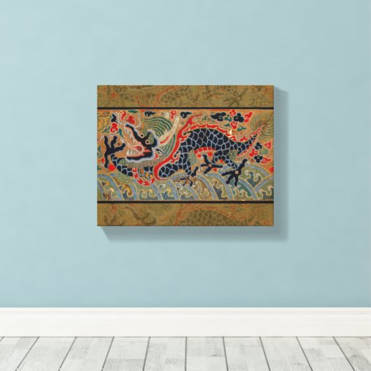 Chinees drakensymbool Antiek Aziatisch Canvas Afdruk (Insitu (Houten vloer))