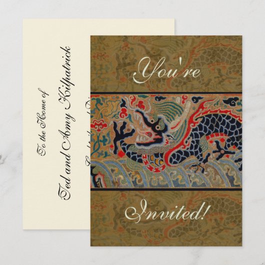 Chinees drakensymbool Antiek Aziatisch Kaart (Voorkant / Achterkant)