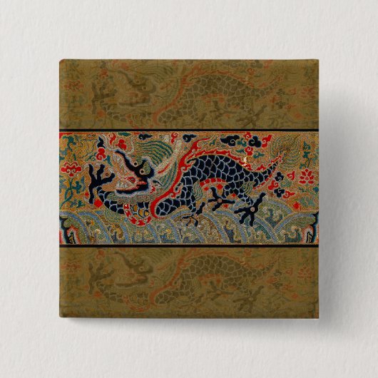 Chinees drakensymbool Antiek Aziatisch Vierkante Button 5,1 Cm (Voorkant)