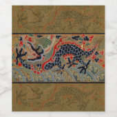 Chinees drakensymbool Antiek Aziatisch Wijn Etiket (Enkel label)