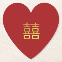 Chinees Dubbel Geluk Bruiloft Goud Rood Hart