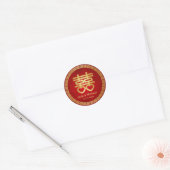 Chinees Dubbel Geluk Bruiloft Ronde Sticker (Envelop)