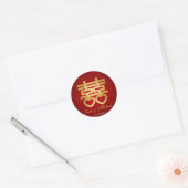 Chinees Dubbel Geluk Bruiloft Ronde Sticker (Envelop)