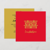 Chinees Dubbel Geluk Bruiloft Uitnodiging Kaart (Voorkant / Achterkant)