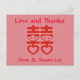 Chinees "Dubbel geluk" Dank u Briefkaart