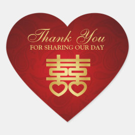 Chinees Dubbel Geluk "dank u" Hart Sticker
