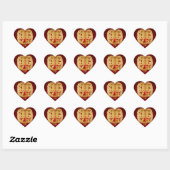 Chinees Dubbel Geluk Dragon / Phoenix Bruiloft Hart Sticker (Vel)