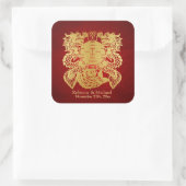 Chinees Dubbel Geluk met Draken Vierkante Sticker (Tas)