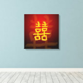 Chinees dubbel gelukssymbool canvas afdruk (Insitu (Houten vloer))
