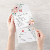 Chinees Dubbelgeluk in één bruiloft All In One Uitnodiging (Afscheurbaar)