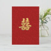 Chinees Dubbelgeluk Rood in gouden moderne bruilof Kaart (Staand voorkant)