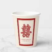 Chinees Dubbelgeluk Weddenschap Floral Paper Cut Papieren Bekers (Achterkant)