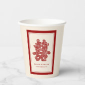 Chinees Dubbelgeluk Weddenschap Floral Paper Cut Papieren Bekers (Voorkant)
