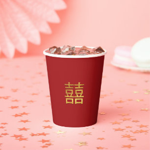 Chinees Dubbelgeluk Weddenschap Gold Donk Red Papieren Bekers