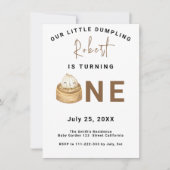 Chinees dumpling 1e verjaardagsfeestje kaart (Voorkant)