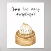 Chinees dumpling baby shower - hoeveel dumplings poster (Voorkant)