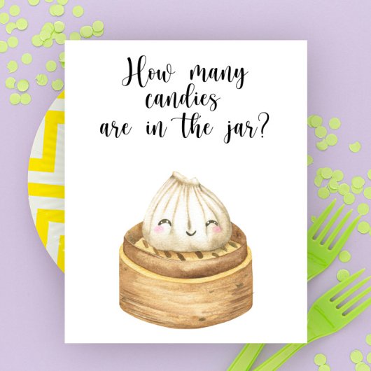Chinees dumpling baby shower - hoeveel snoepjes poster