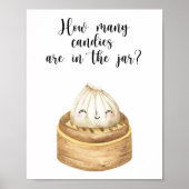 Chinees dumpling baby shower - hoeveel snoepjes poster (Voorkant)