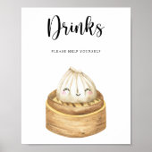 Chinees dumpling - Drinken helpen uzelf Poster (Voorkant)