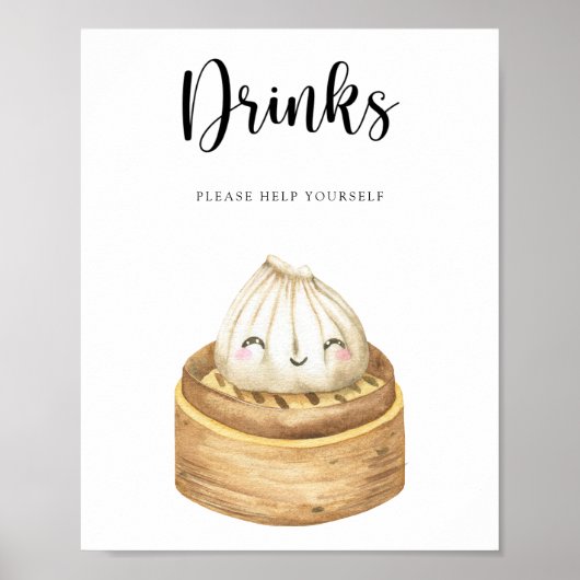 Chinees dumpling - Drinken helpen uzelf Poster (Voorkant)