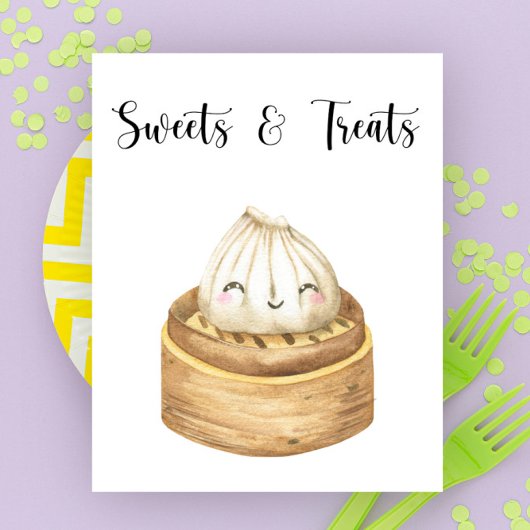 Chinees dumpling - snoep en behandelt baby shower poster