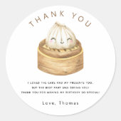 Chinees dumpling verjaardagsfeestje dank u ronde sticker (Voorkant)