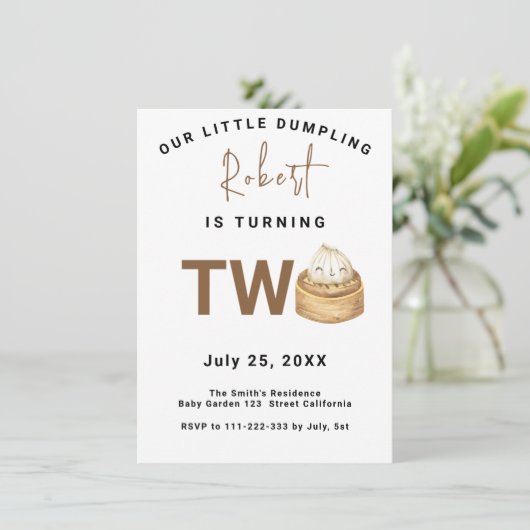 Chinees dumpling verjaardagsfeestje kaart (Staand voorkant)