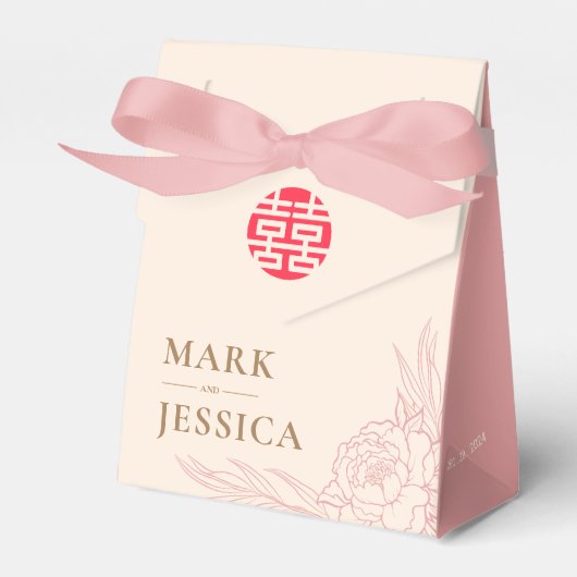 Chinees elastisch dubbeldeksdennenhuwelijk bedankdoosjes (Voorkant Zijde)