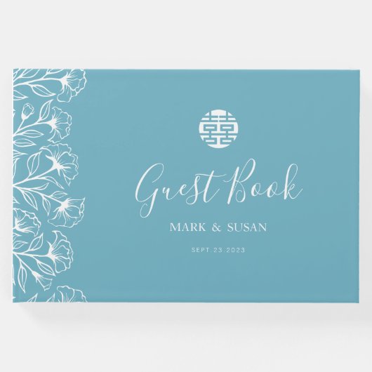 Chinees elastisch dubbeldekshuwelijk gastenboek (Voorkant)