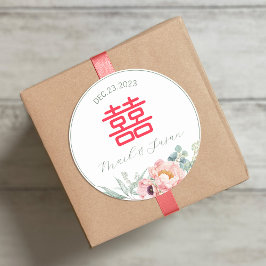 Chinees elastisch dubbeldekshuwelijk ronde sticker