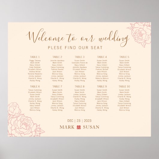 Chinees Elegant Bruiloft Welkomstkaart Poster (Voorkant)