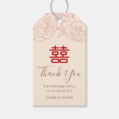 Chinees Elegant Dubbel Geluk Bruiloft Label Cadeaulabel (Voorkant)