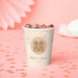 Chinees Elegant Dubbel geluk Bruiloft Papieren Bekers