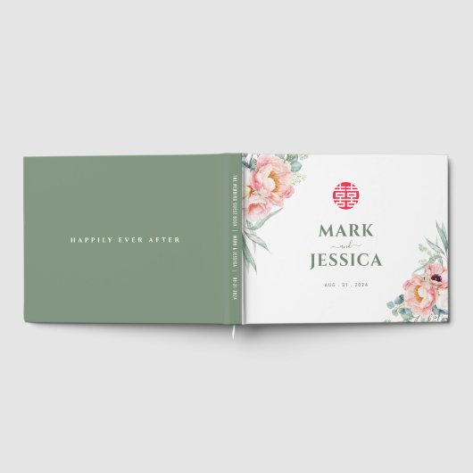 Chinees Elegant Dubbel Geluk/Liedje Mijn Bruiloft Gastenboek (Volledig)