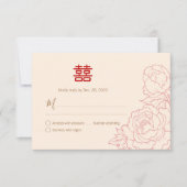 Chinees elegant dubbelgeluk bruiloft RSVP (Voorkant)