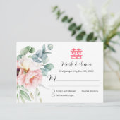 Chinees elegant dubbelgeluk bruiloft RSVP (Staand voorkant)