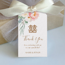 Chinees Elegant Pioen Dubbel Geluk Bruiloft Label Cadeaulabel