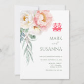 Chinees elegante pony Double Happiness Wedding Wed Kaart (Voorkant)