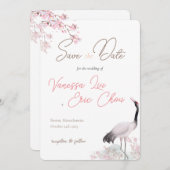 Chinees en Engels Save the Date-Cherry Blossom Kaart (Voorkant / Achterkant)