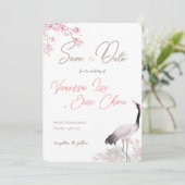 Chinees en Engels Save the Date-Cherry Blossom Kaart (Staand voorkant)
