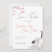 Chinees en Engels Save the Date-Cherry Blossom Kaart (Voorkant)