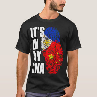 Chinees en Filippijns DNA Mix Flag Heritage T-Shir T-shirt