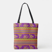 Chinees en stijlvol Paars Mustard Yellow Pattern Tote Bag (Achterkant)