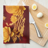 Chinees en Vietnamees Houten Draak Jaar 2024 KT Theedoek (Quarter Fold)