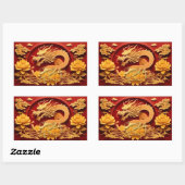 Chinees en Vietnamees Houten Draak Jaar 2024 RcS Rechthoekige Sticker (Vel)