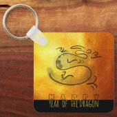 Chinees en Vietnamees Houten Drakenjaar Monogram K Sleutelhanger (Voorkant)
