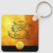 Chinees en Vietnamees Houten Drakenjaar Monogram K Sleutelhanger (Achterkant)