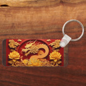Chinees en Vietnamees Houten Drakenjaar Monogram K Sleutelhanger (Voorkant)